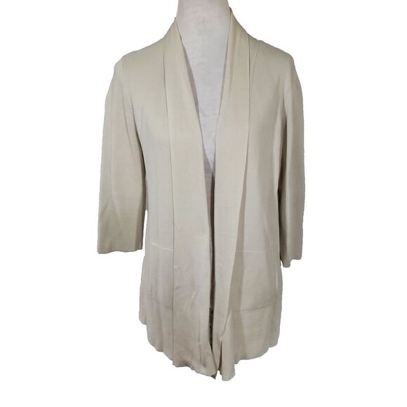 Eileen Fisher Silk Cotton Cardigan Sweater Size Medium Open Front 3/4 Sleeve - Picture 1 of 12